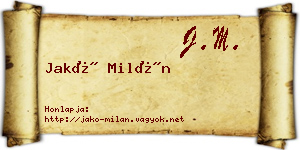 Jakó Milán névjegykártya