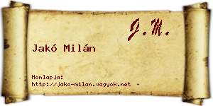 Jakó Milán névjegykártya